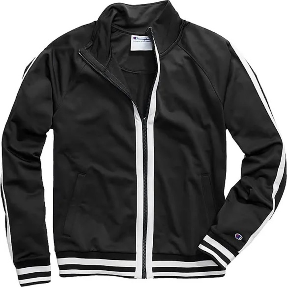 Champion Track Athletic Athleisure Black & White Zip-up Jacket Wmn’s Lg